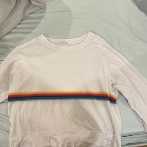 Long sleeve rainbow strip top